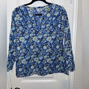 Talbots Blue Floral Blouse